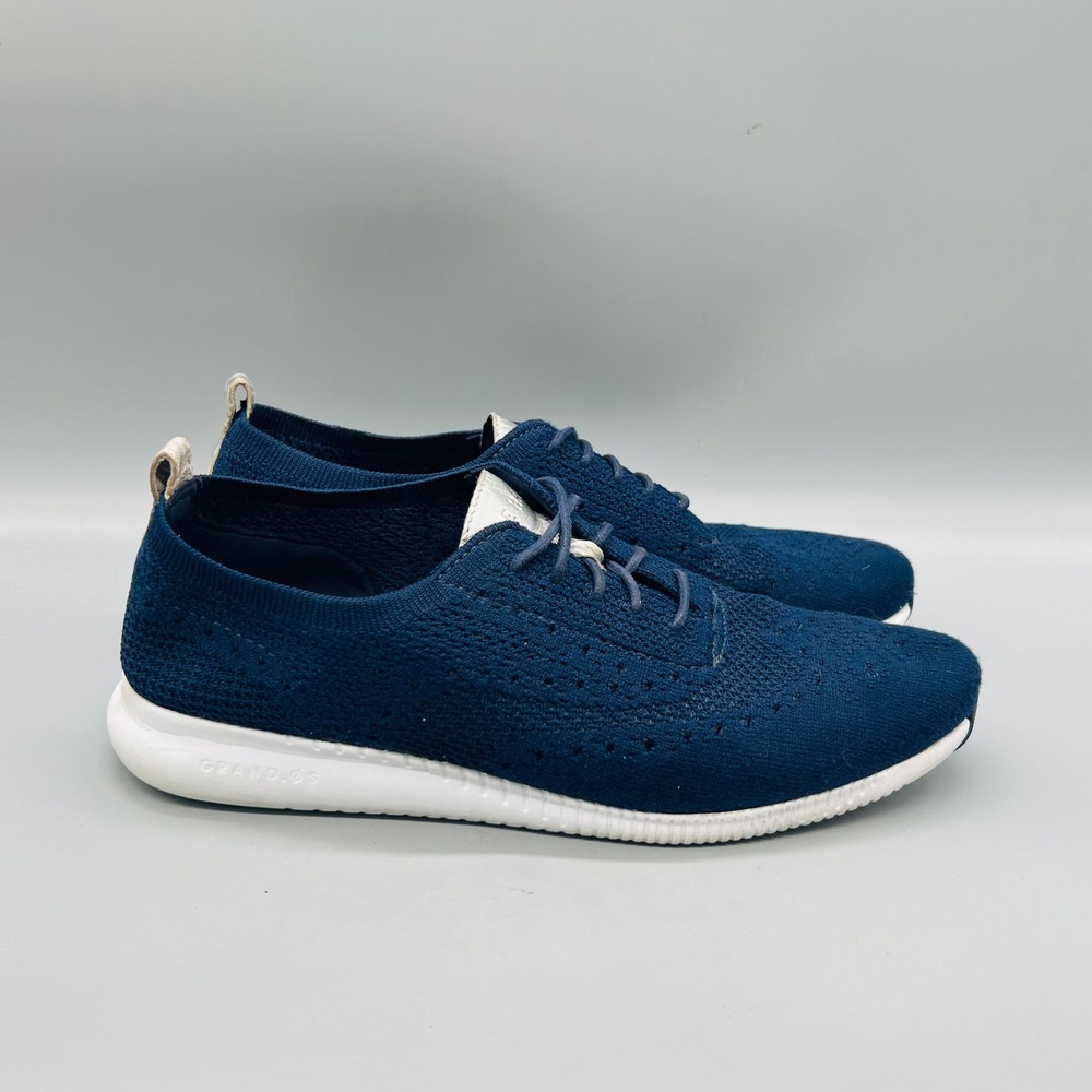 Cole Haan Oxford Womens 9.5 Navy Blue Knit Wingtip Zerogrand Stitchlite Sneaker